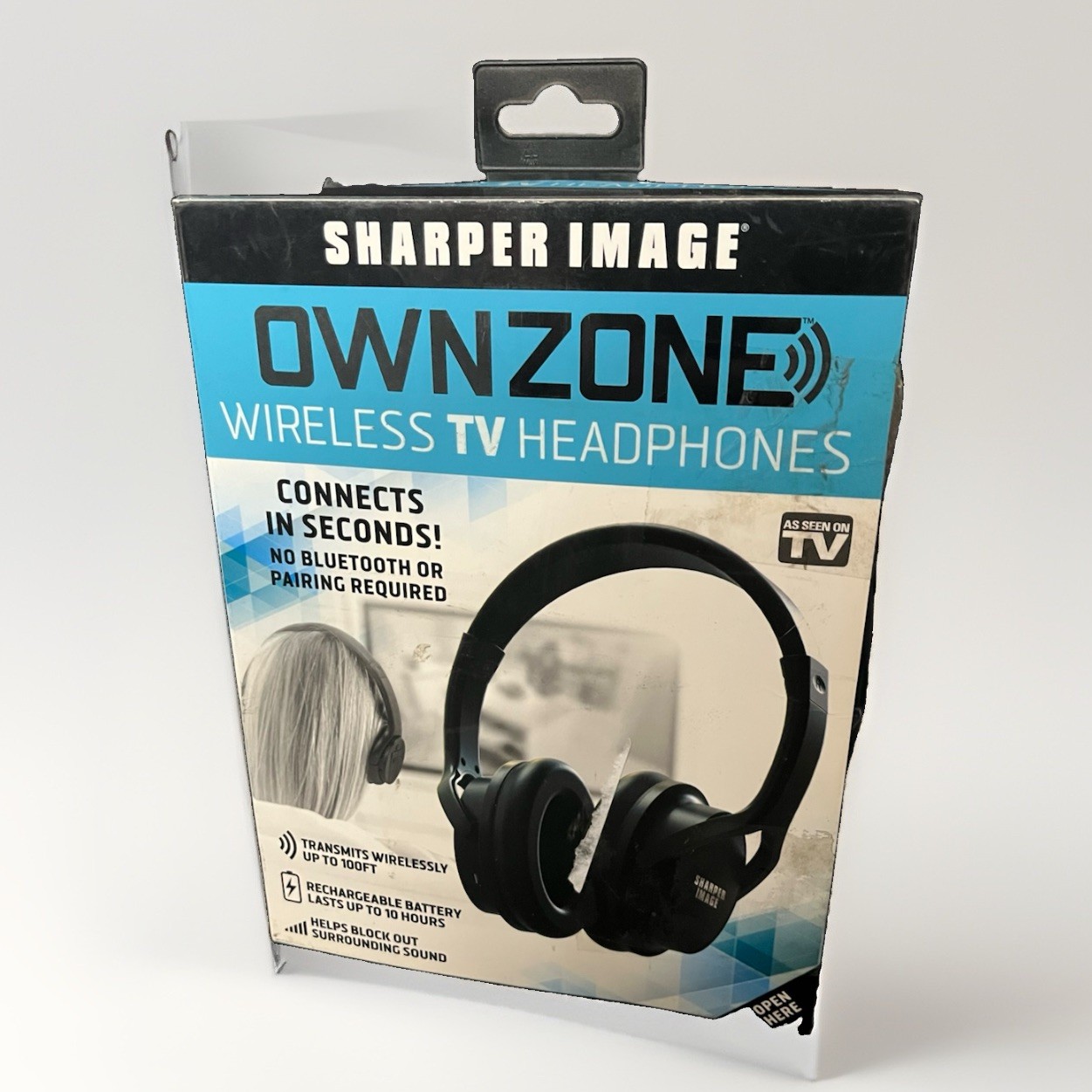 Sharper Image OWN ZONE Wireless TV Headphones 30603 Black New Open Box