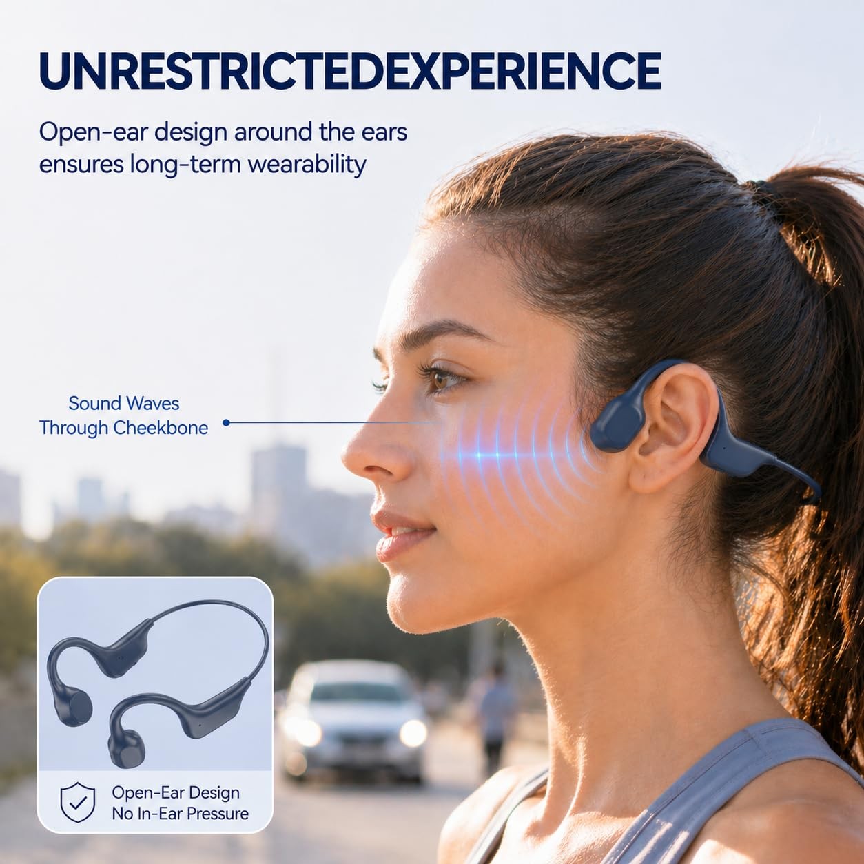 Bone Conduction Headphones, Open Ear Headphones Wireless Bluetooth 5.4 with M…