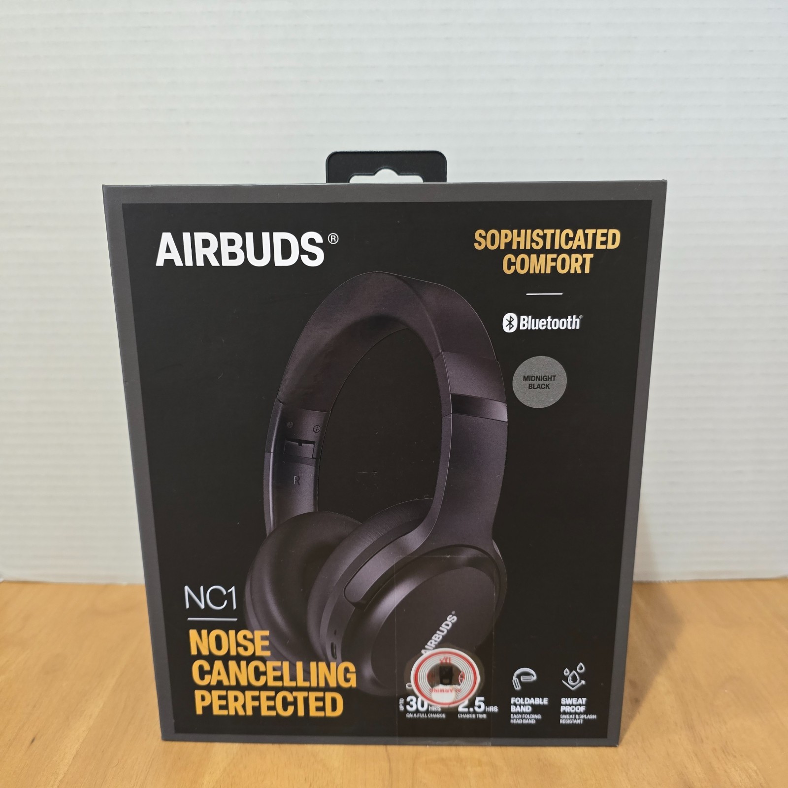 Airbuds NC1 Wireless Bluetooth Headphones Noise Cancelling Midnight Black NEW