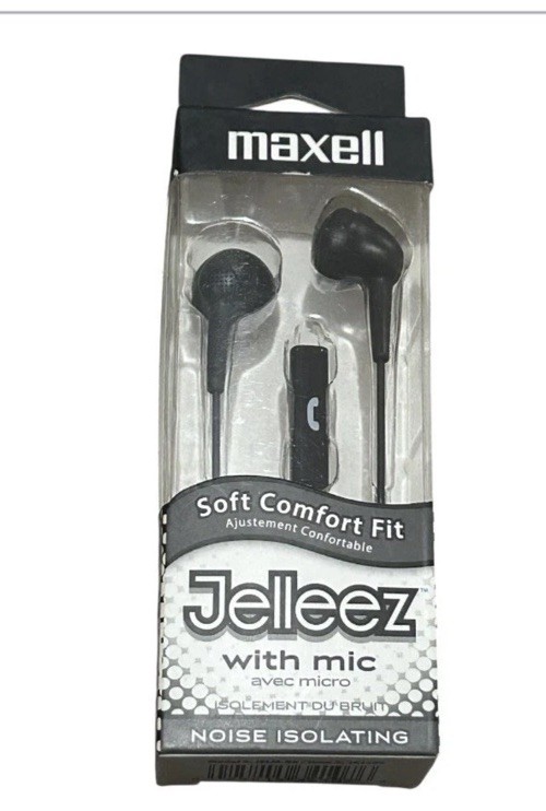 Maxell Soft Comfort Fit 191569 Jelleez JELM-Black Corded Earbuds w/ Microphone