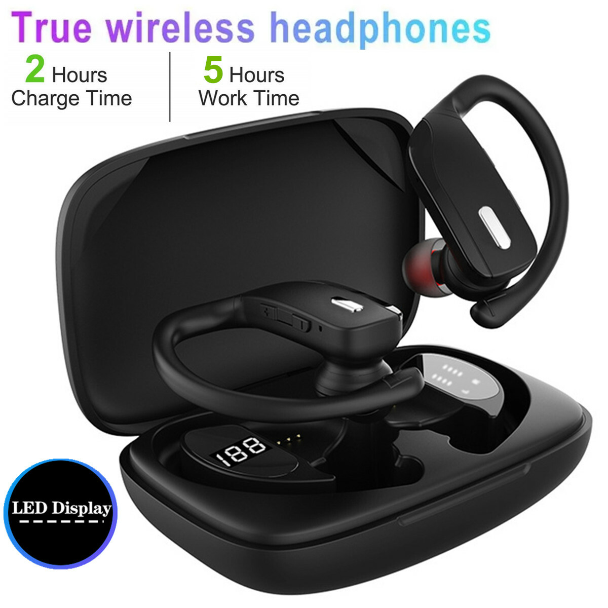 Waterproof Wireless Ear-Hook Earbud Earphones Bluetooth 5.0 Headsets HD Call USA