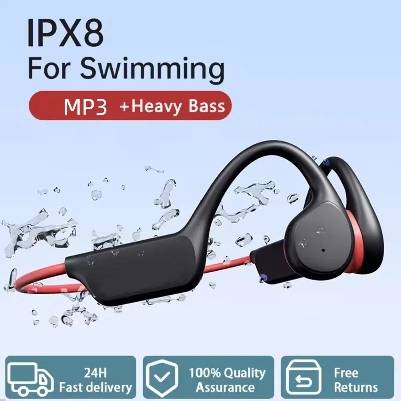 IPX8 Waterproof Swimming Headphones Bone Conduction 32GB MP3 Bluetooth 5.4 Sport