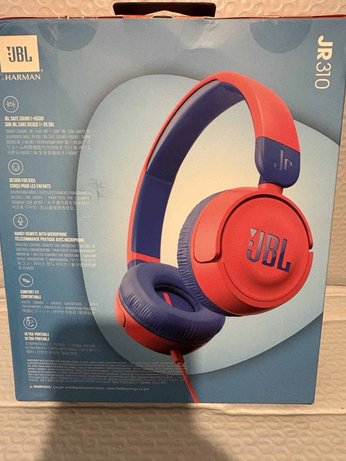 JBL JR310 Kids Wired Headphones Safe Sound 85dB w/Mic Red Blue New Sealed