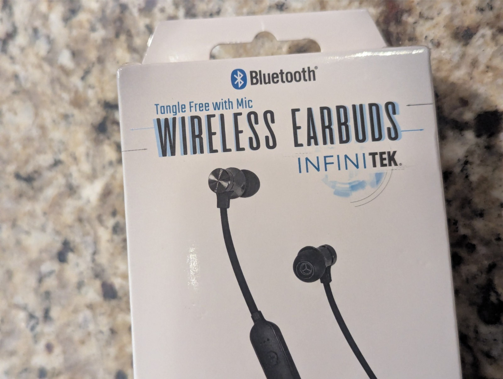 InfiniTek Wireless Earbuds Tangle Free with Mic Bluetooth Black