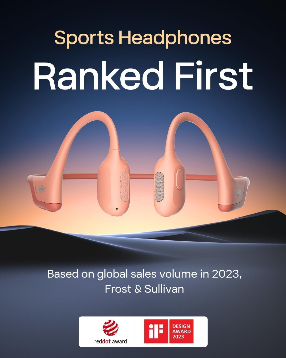 Shokz OpenRun Pro Bone Conduction Open-Ear Wireless Headphones Pink Excellent