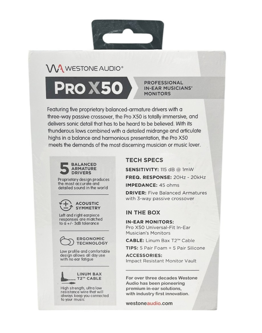 Westone Audio Pro X50 Earphones Five-Driver Noise Isolating In-Ear Monitor Wired