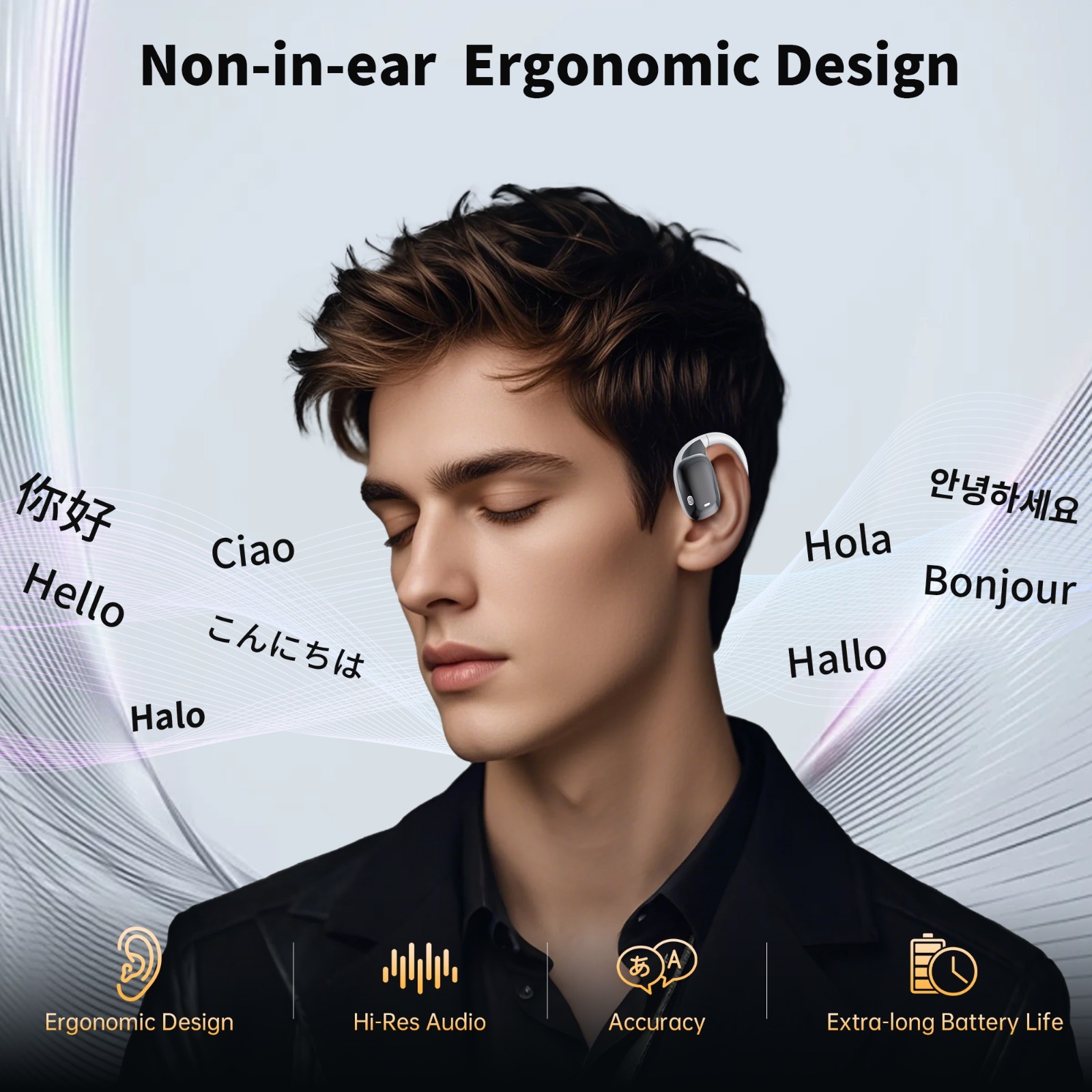 Real Time AI Translator Earbuds | 144 Language Translation Headphones for Travel