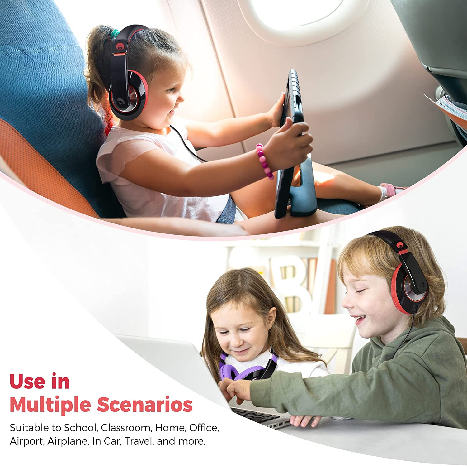 Comfort Kids Headphones for School, Lightweight Childrens Boys Girls Teens Over-