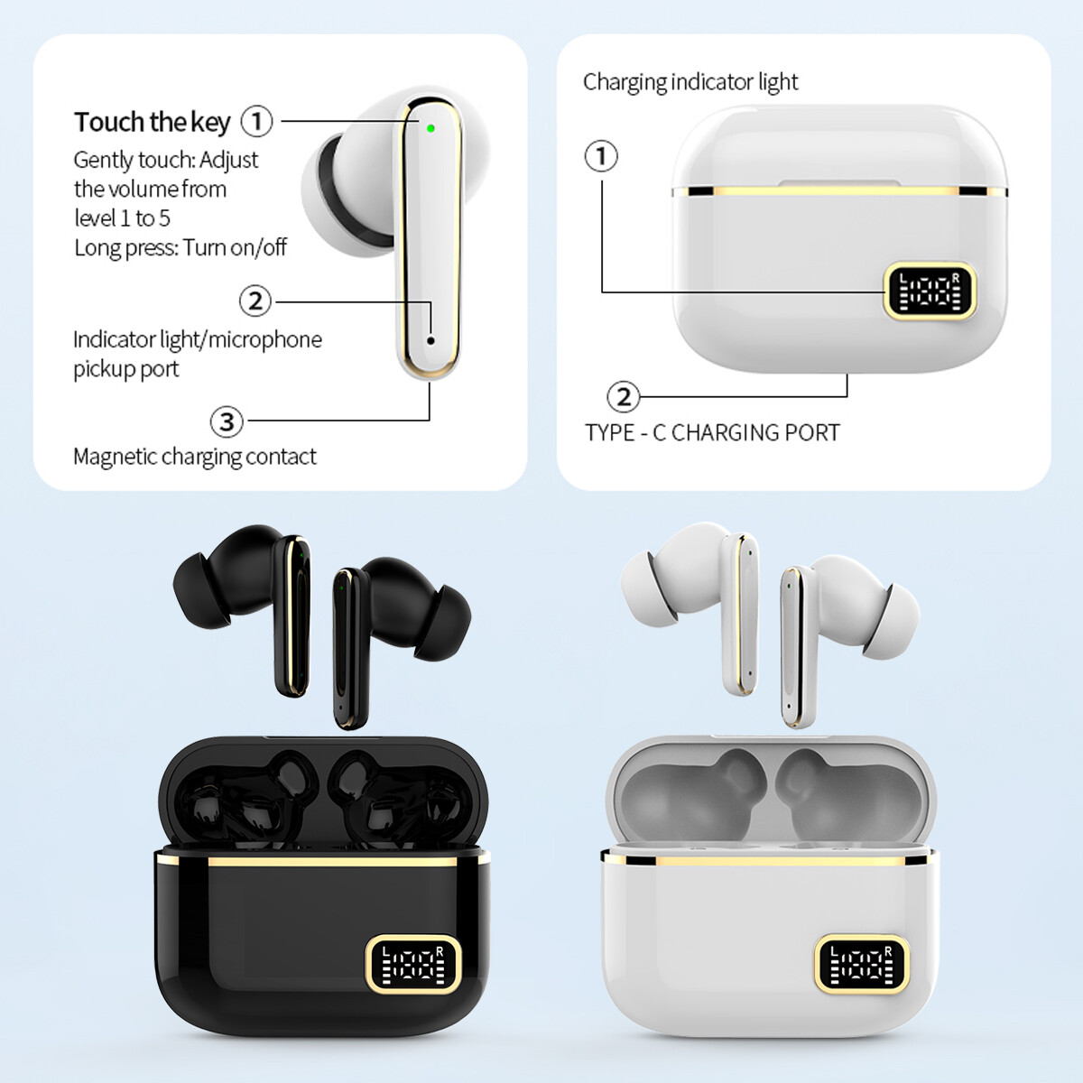 Pair Rechargeable Digital In-Ear Hearing Aids Mini Sound Voice Amplifier ITE