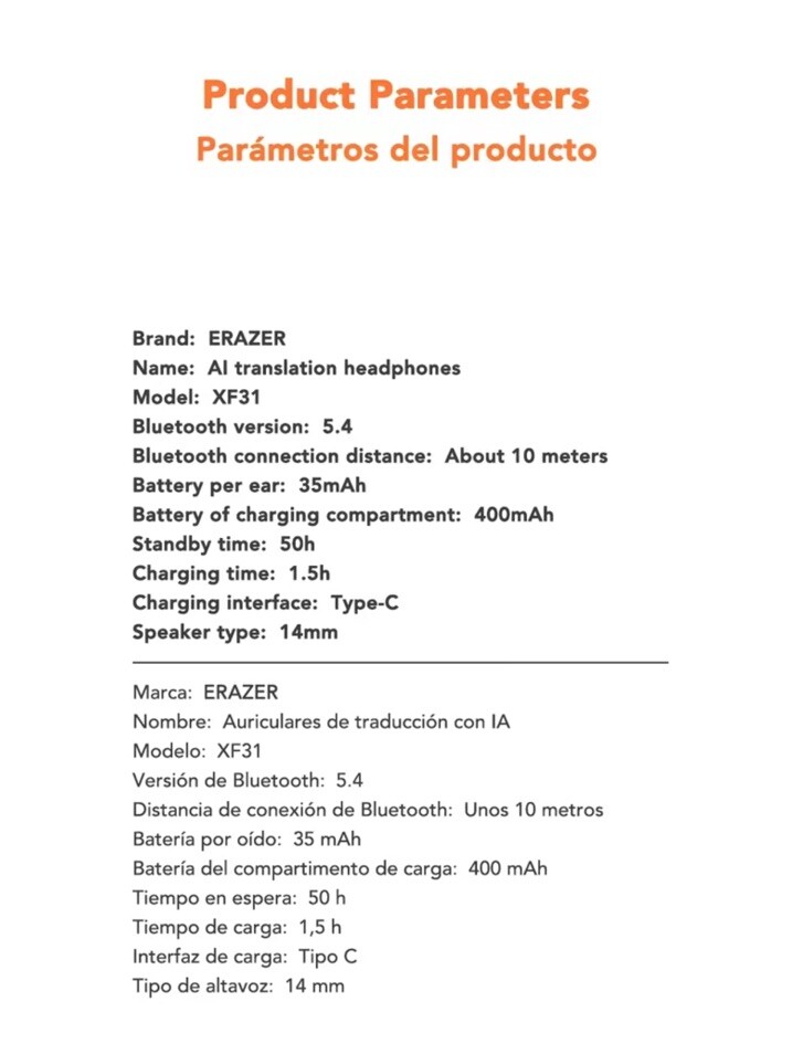 ERAZER XF31 Al Translation Earphones True Wireless OWS Headphones