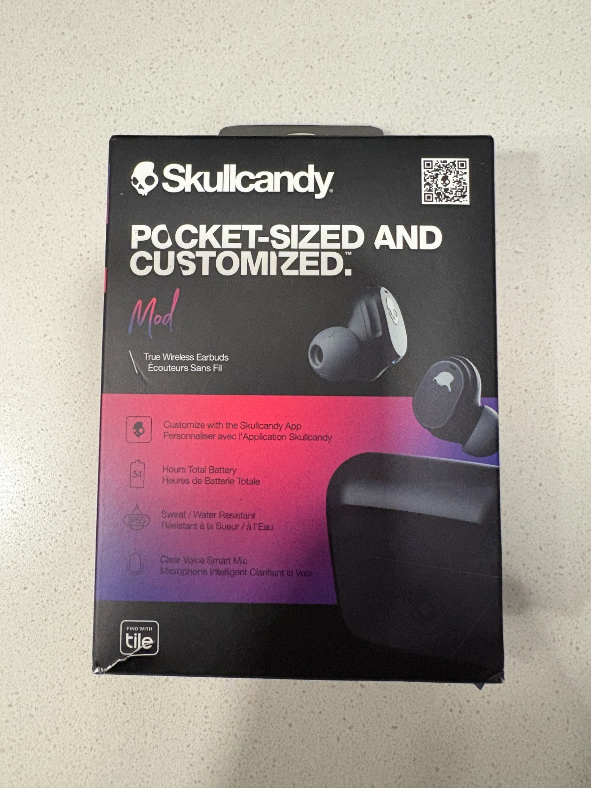 Skullcandy Mod True Wireless Earbuds True Black S2FYW Pocket Sized & Customized