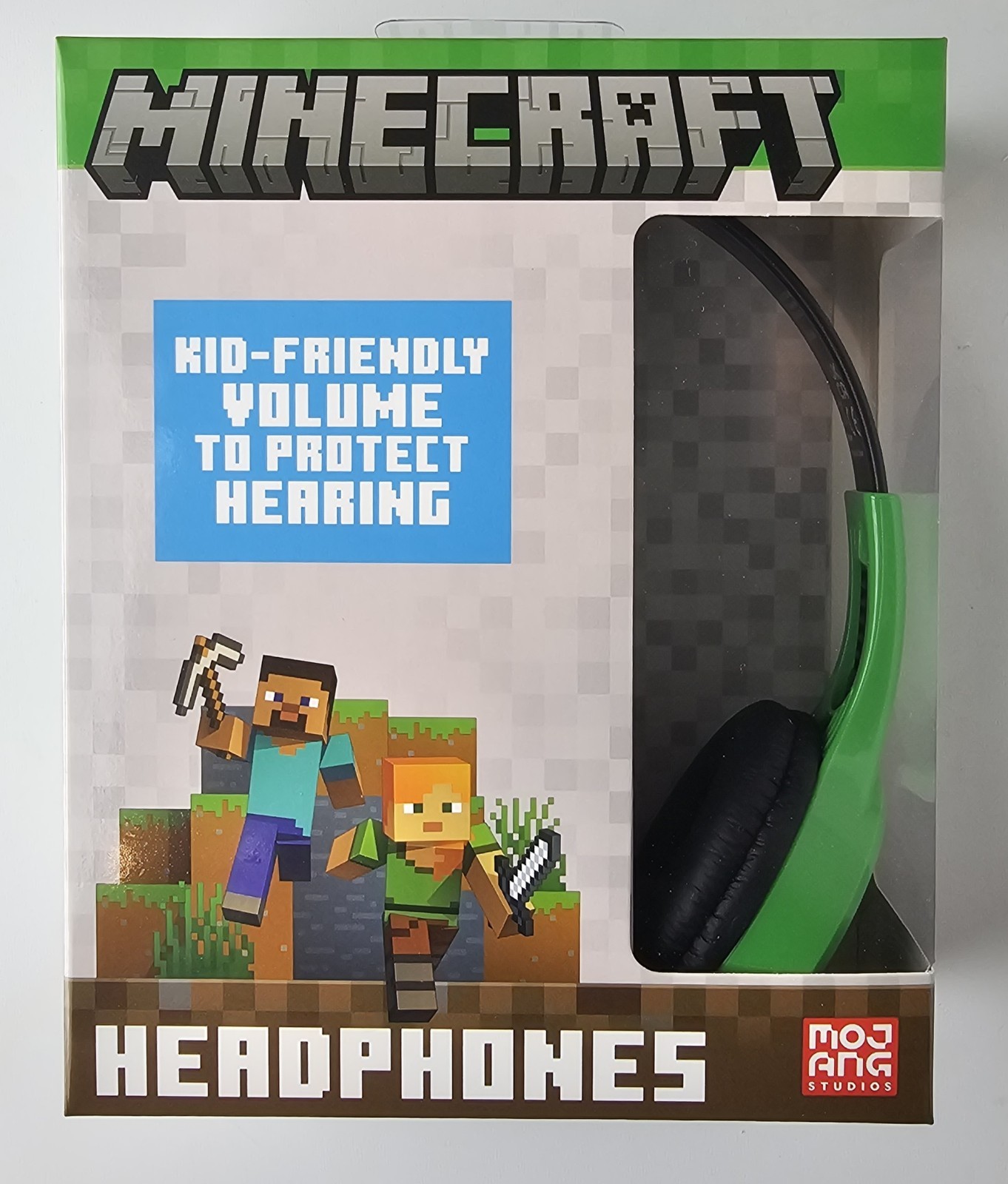 Minecraft Kids’ Safe Headphones Green and Black Ages 2 to 8 Years Old-New Item