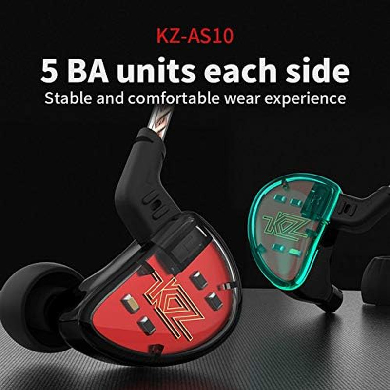 KZ AS10 Pure 5 Balanced Armature 5BA Earphone, Musician in Ear Monitor Headphone