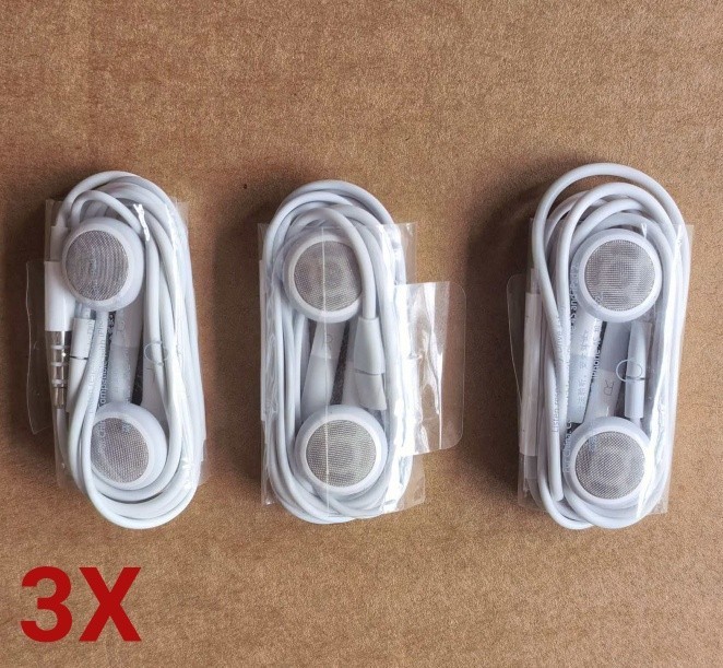 3X Authentic Apple iPod iPhone Earphones Headphones Earbuds+Remote Control+Mic