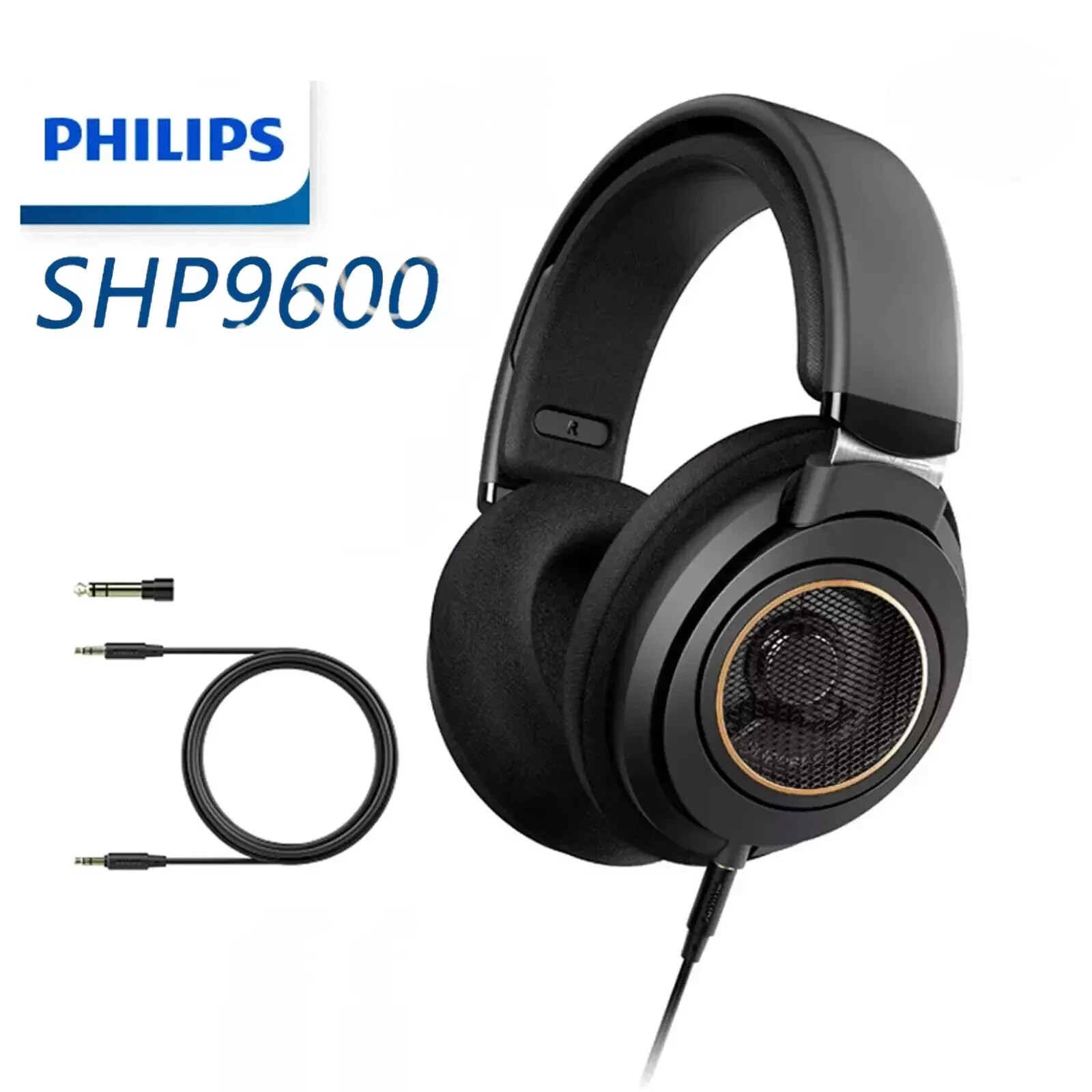 Philips SHP9600 Over-Ear Open-Back Headphones – Black