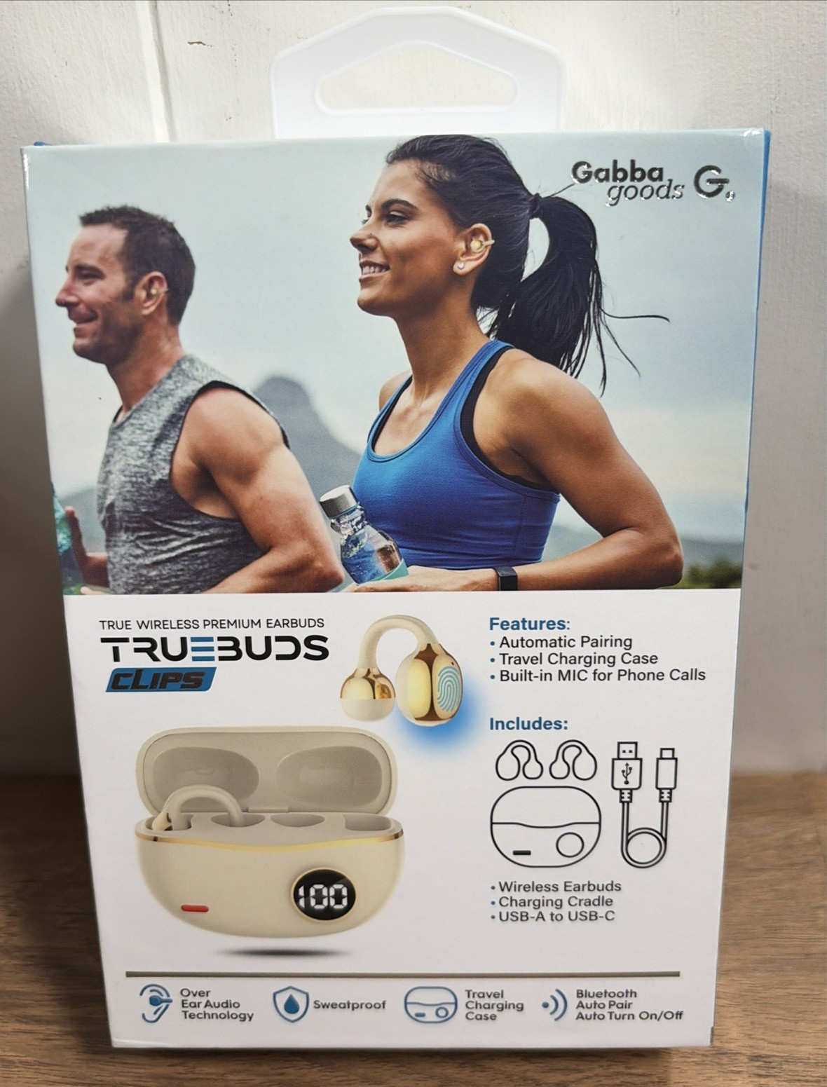 TrueBuds Clips True Wireless Premium Earbuds Gabba Goods Beige Bluetooth New