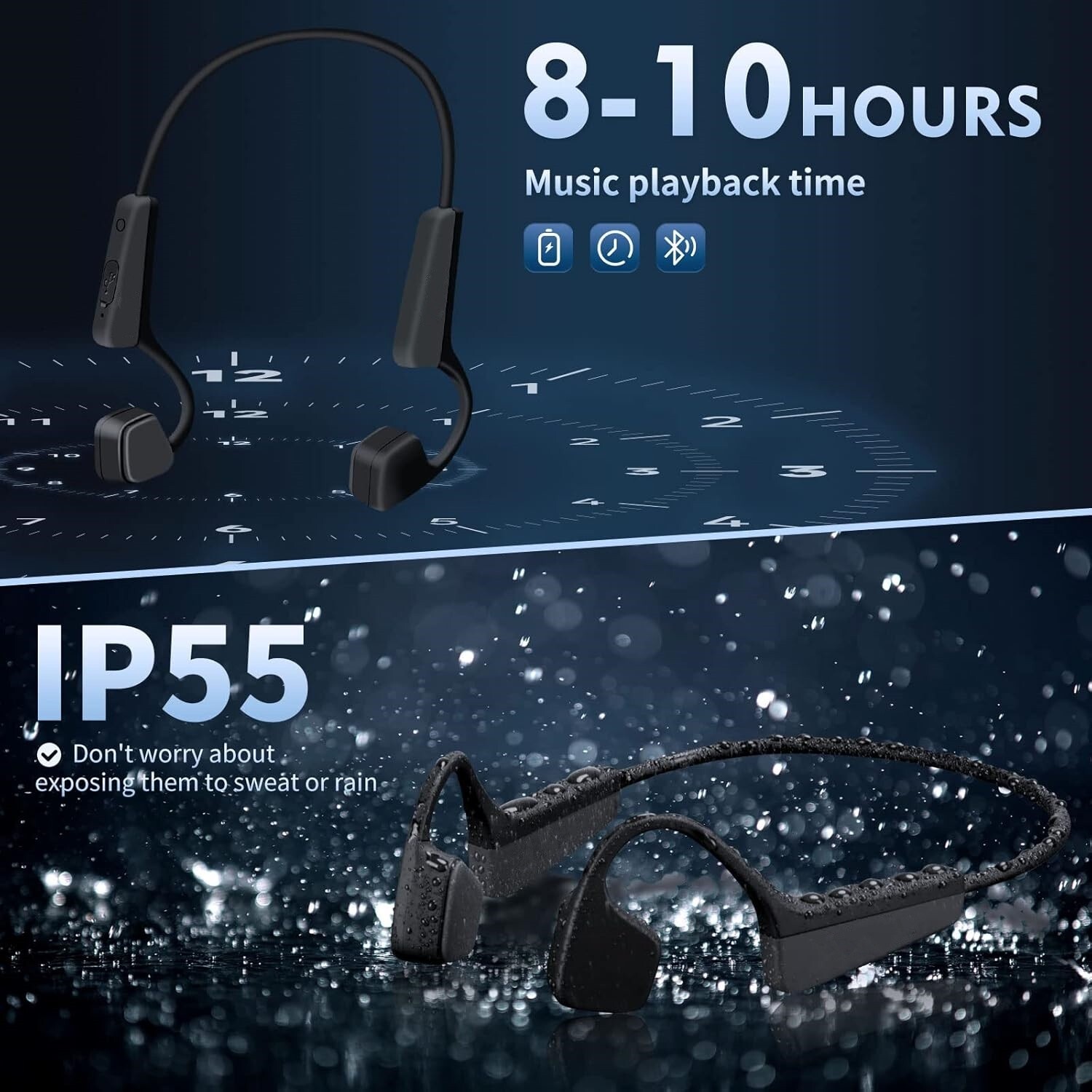 Auriculares deportivos Bluetooth premium de oído abierto con micrófono US NUEVO