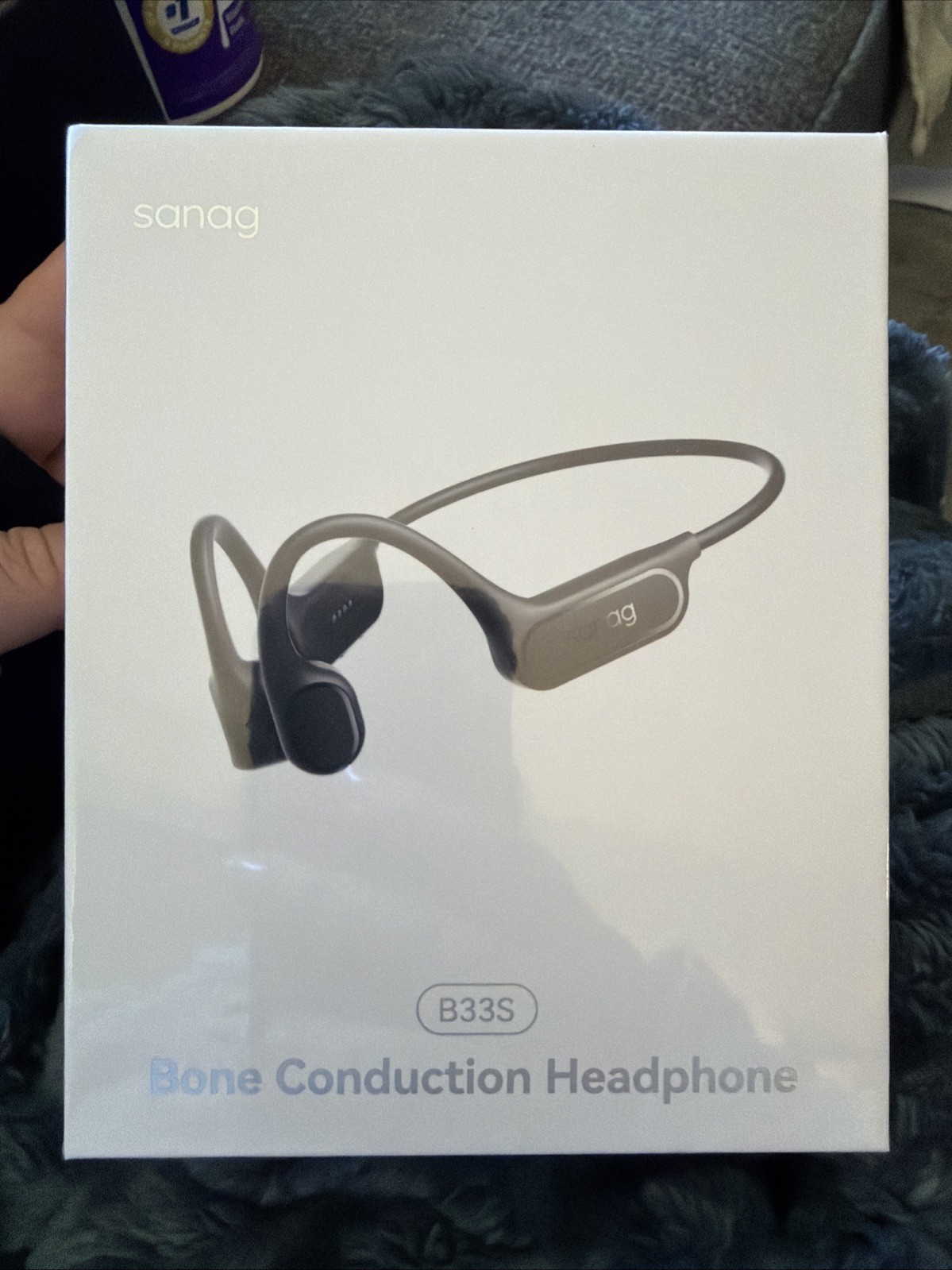 Bone Conduction Headphones Bluetooth 6.0 IPX8 Waterproof 32GB Black B33S Sanag