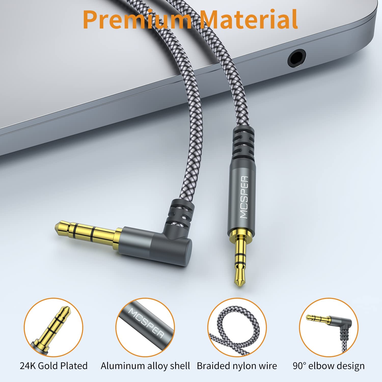 3.5mm to 2.5mm Aux Audio Cable (6.6FT), 90 Degree Right Cord Compatible with Bos