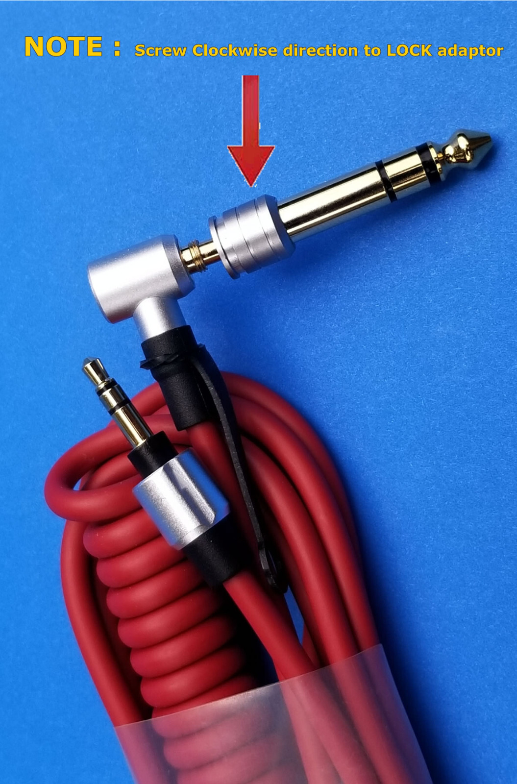 Red Coiled Audio Cable w/Locking for BEATS PRO / DETOX Professional Headphones