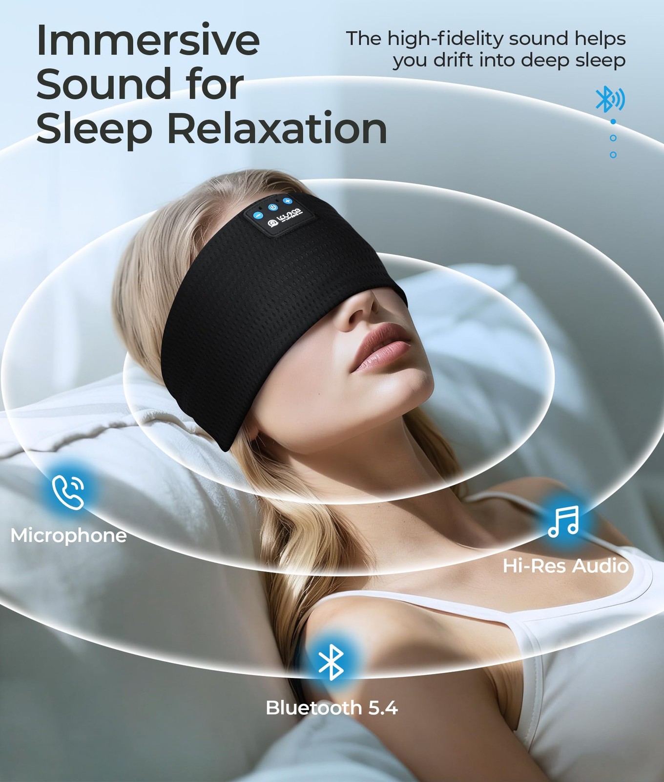Mesh Black Bluetooth 5.4 Sleep Headphones Wireless Headband Sports Gadgets