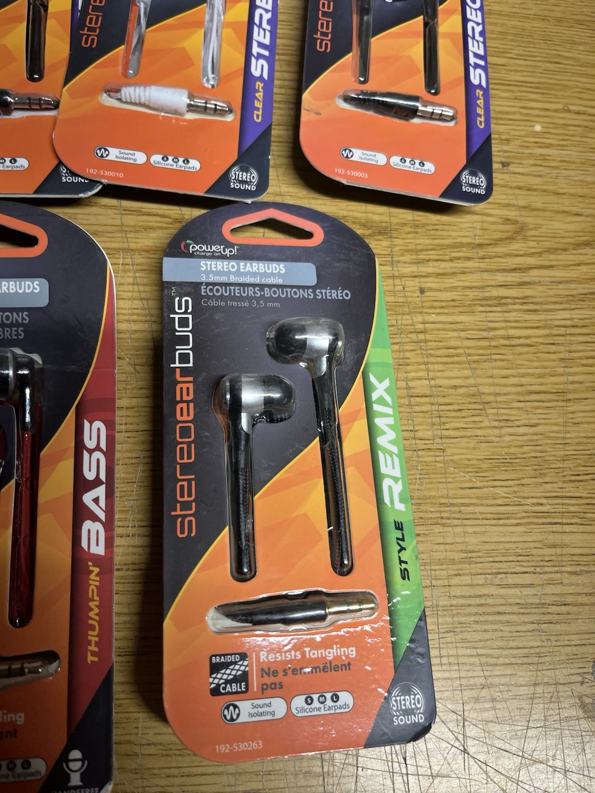 16x Power Up Hamds Free, Stereo, Thumpin Bass Earbuds Bulk Wholesale 3.5mm Round