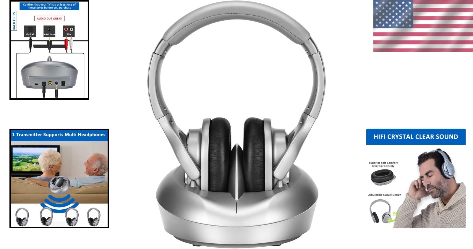Wireless TV Headphones for Seniors – Over-Ear Design & Superior Sound