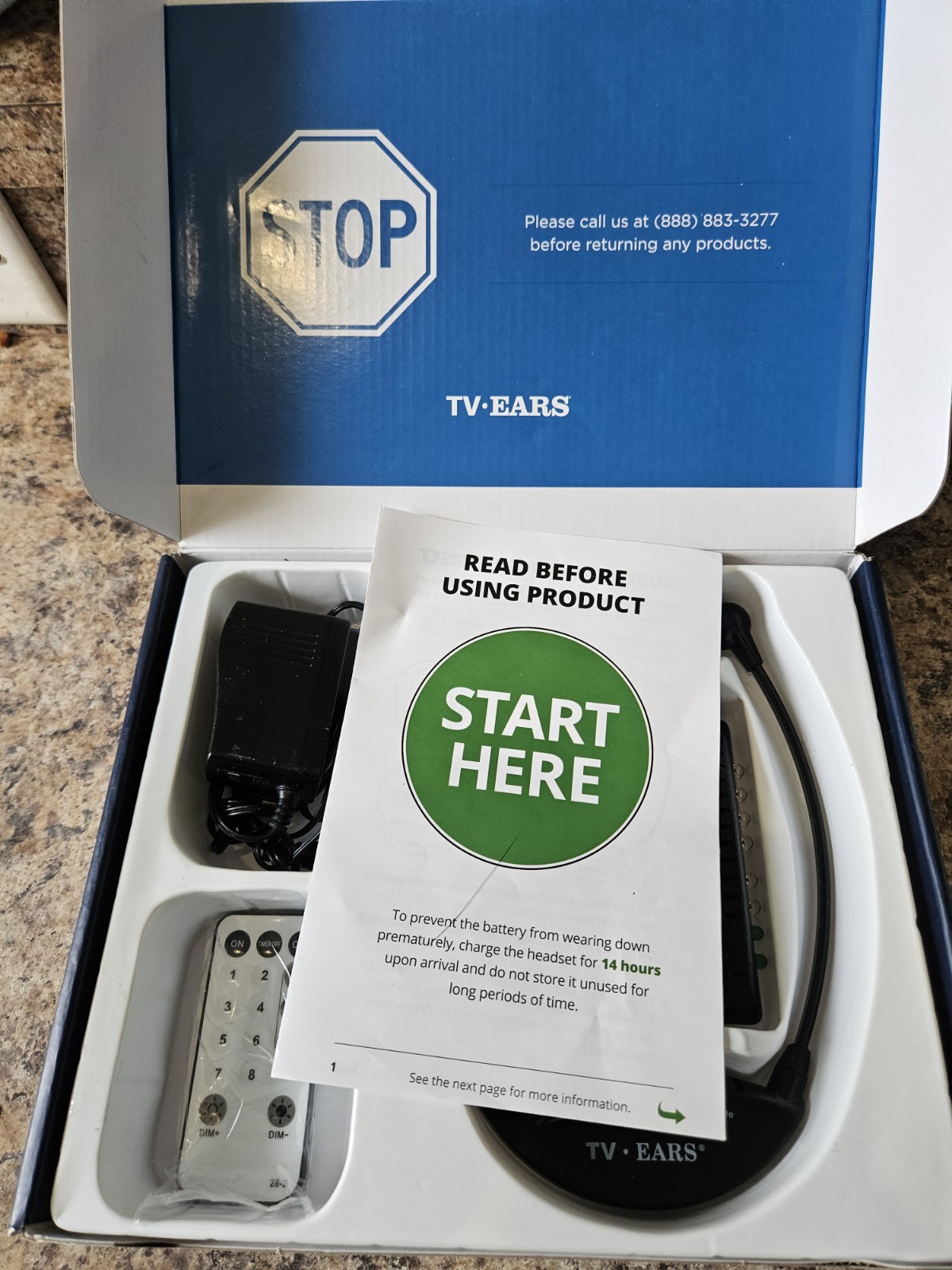 TV Ears 5.0 Original Wireless Headset System 11641. Open Box Complete.