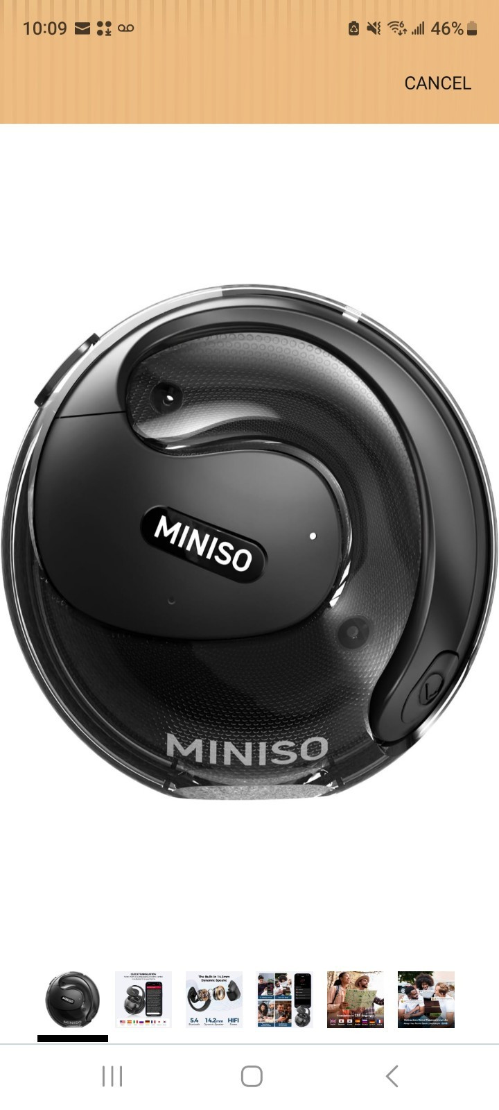 MINISO X15PRO Wireless Bluetooth Open-Ear Ear-Hook Sports Earbuds, Black