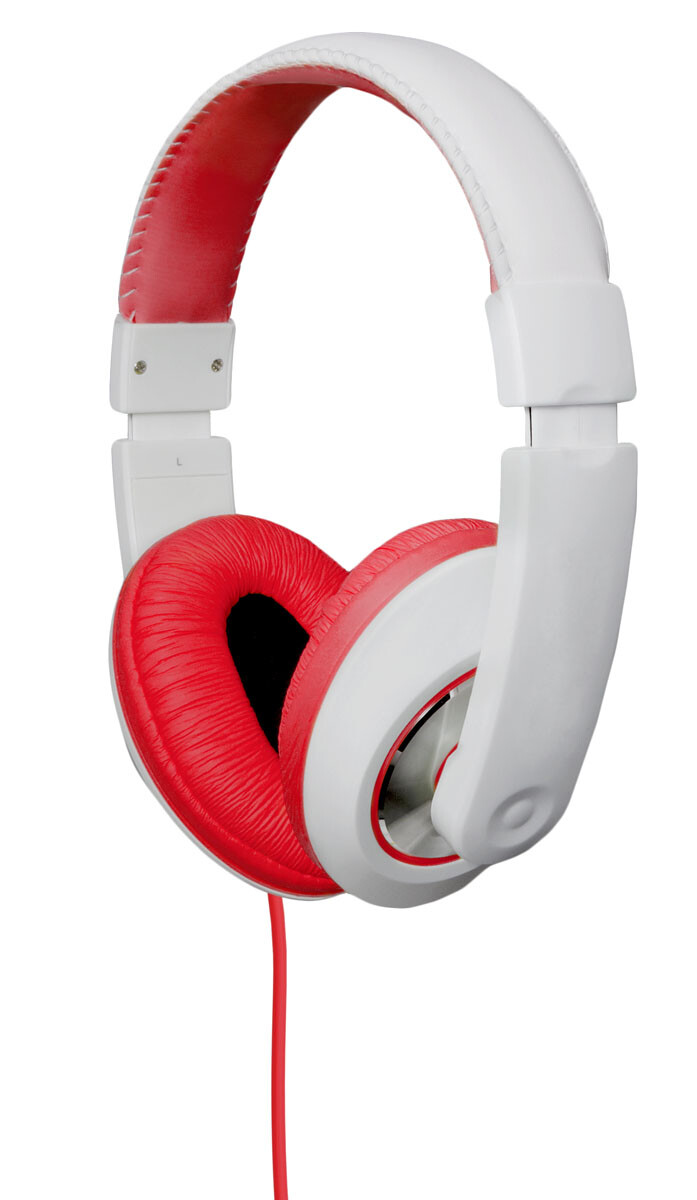 Over The Ear Stereo Kids Mobile Wired Headphone with in-Line Microphone Red