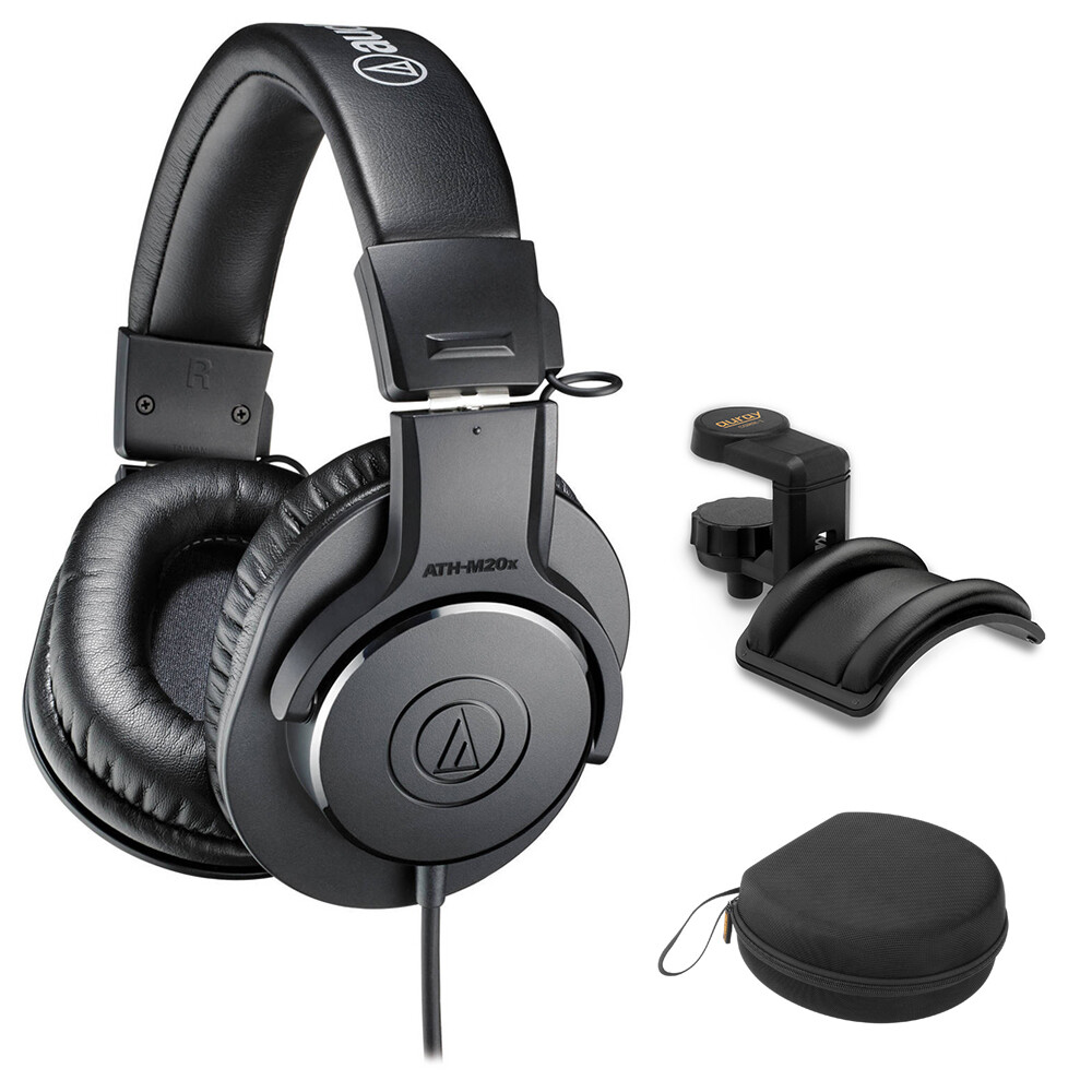 Audio-Technica ATH-M20x Monitor Headphones (Black) w/ Holder & Case