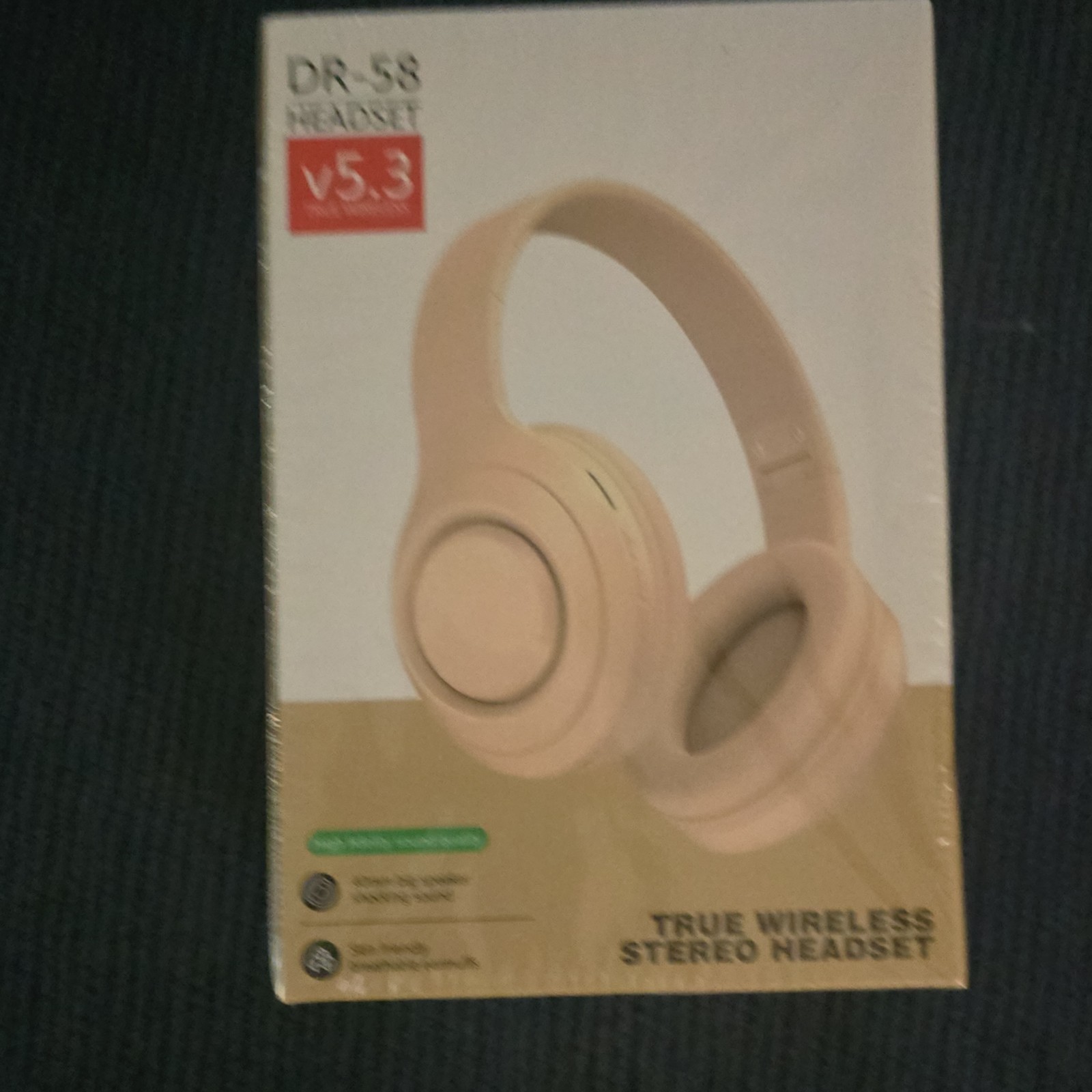 DR-58 v5.3 True Wireless Stereo Headband Headset, 40mm Stereo, Dolomite White