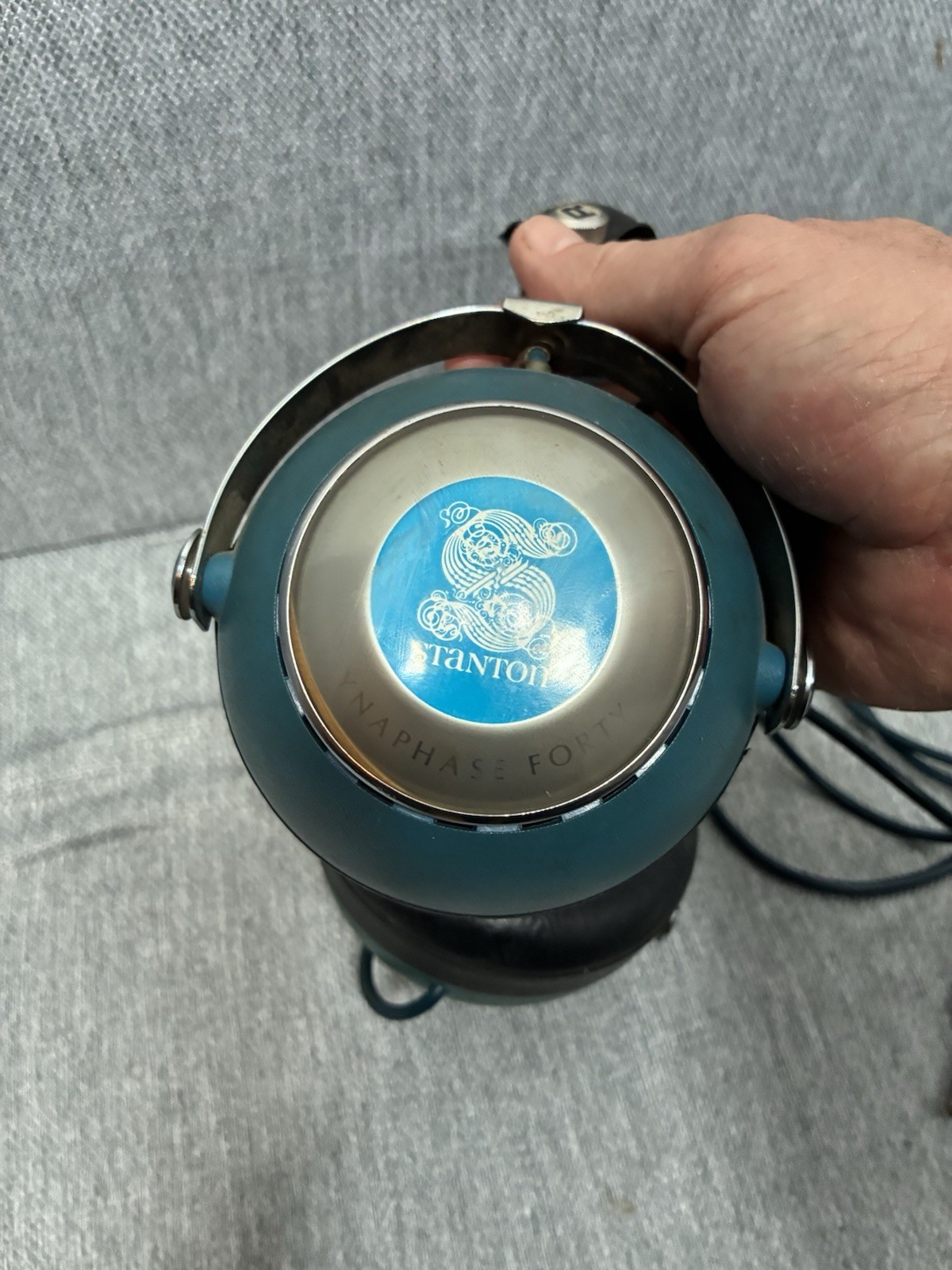 Vintage Stanton Dynaphase Forty Over Ear Headphones 1/4inch Plug Blue Silver