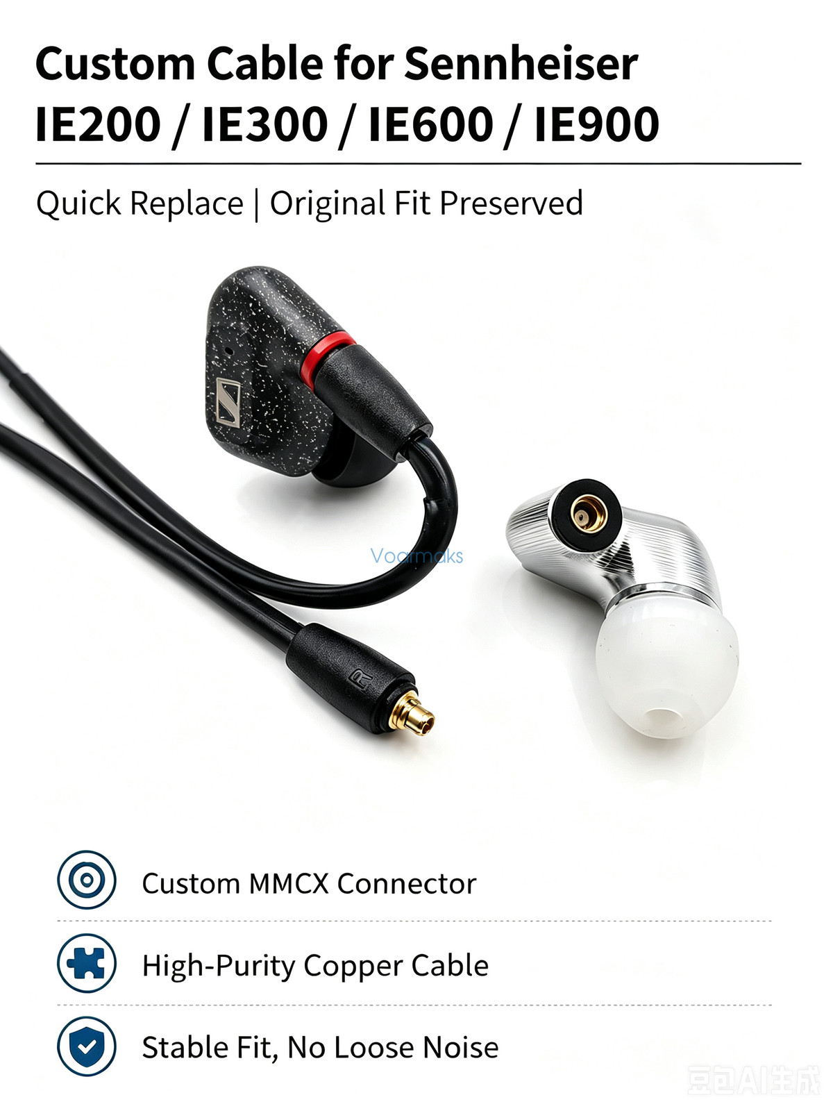 Hifi Occ DAC Earphone Cable for Sennheiser IE200 IE300 IE600 IE900 Mic Control