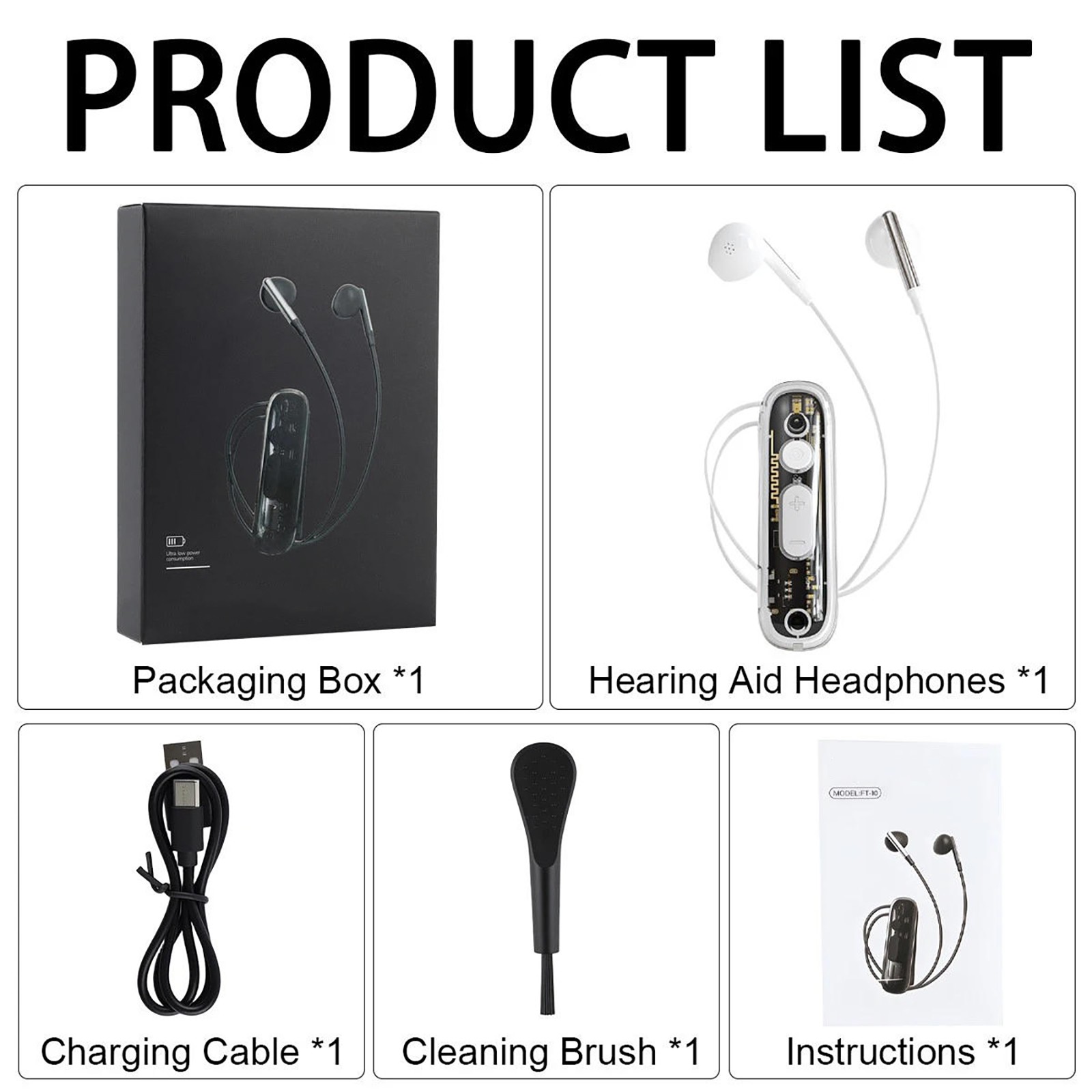 48dB Rechargeable Sound Amplifier Bluetooth Headset 8 Levels 20H Clip Elderly