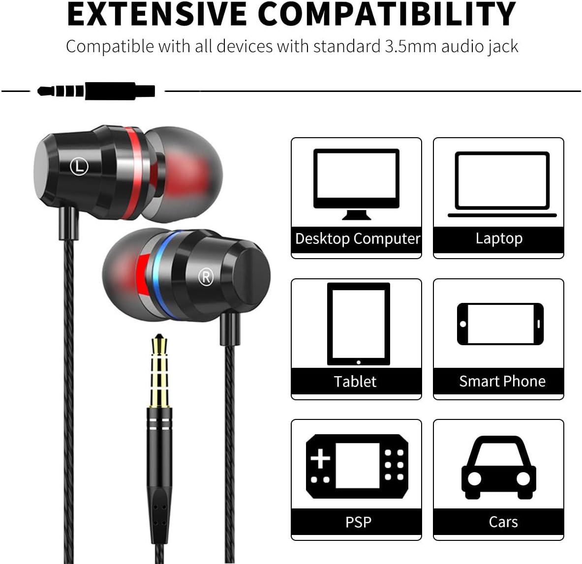 HIFI Bass Stereo Wired Earbuds Headset In-Ear Earphone Headphone 3.5mm USB-C Lot