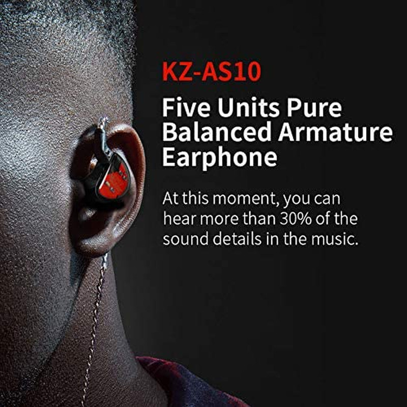 KZ AS10 Pure 5 Balanced Armature 5BA Earphone, Musician in Ear Monitor Headphone