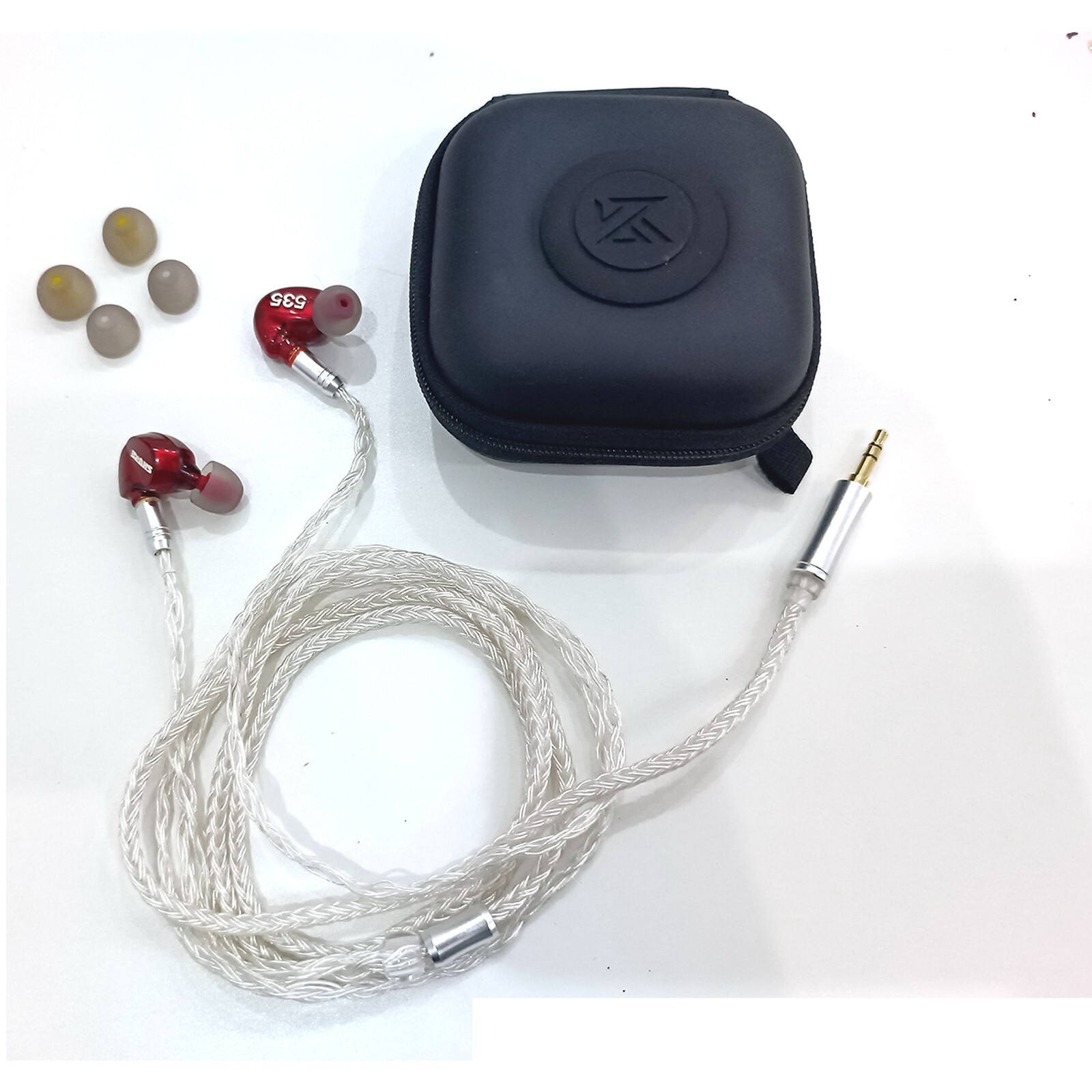 Red Shure SE535 Sound Isolating Headphones 3.5mm Pro Cable 16 Cores White Cable