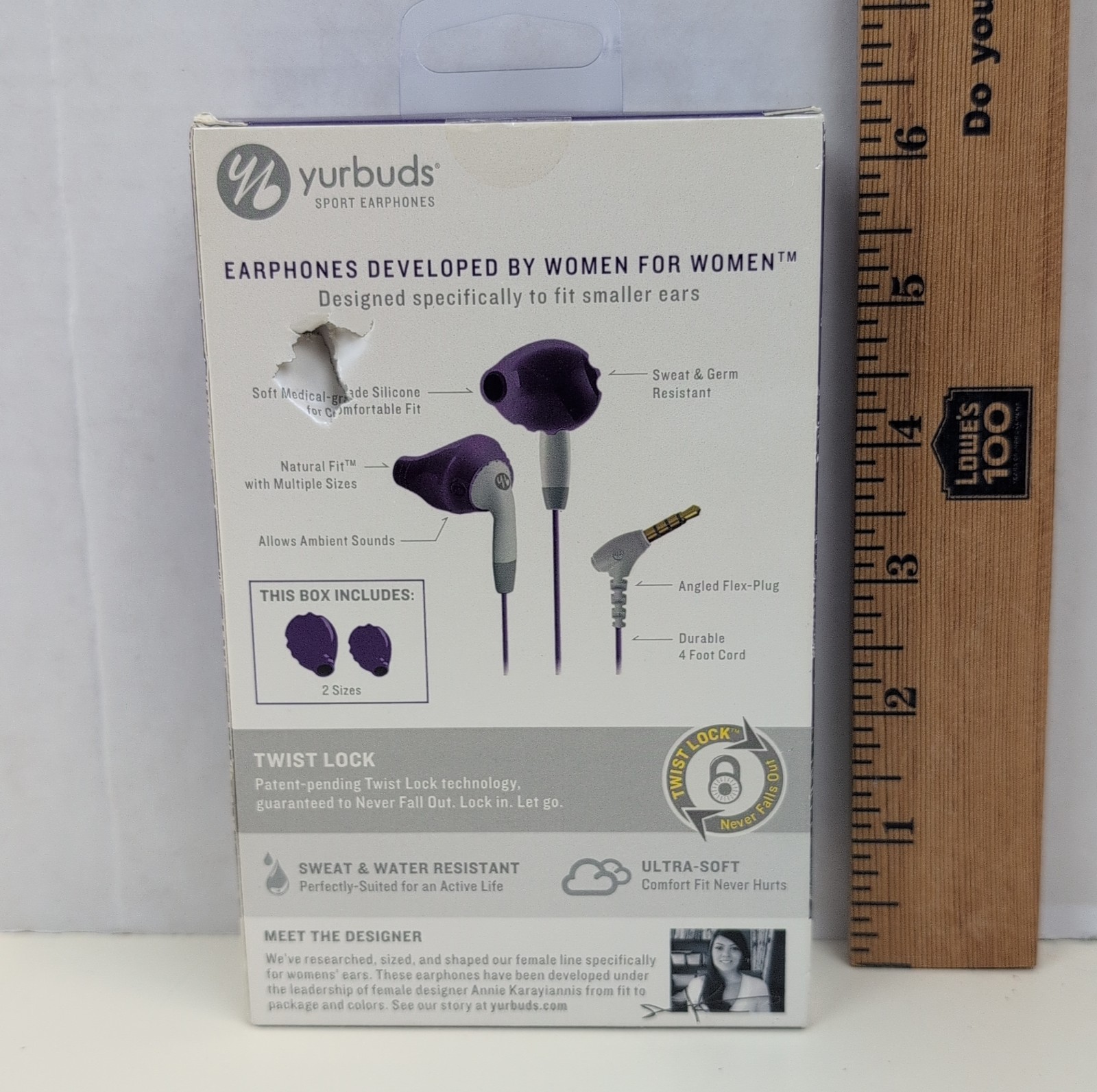Yurbuds Inspire Sport Earphones Women Small Fit Purple Sweat Resistant Earbuds