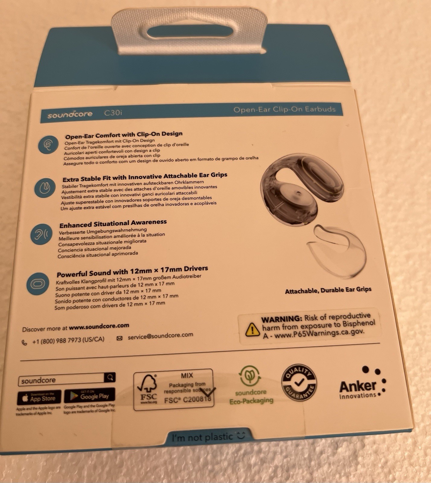 Soundcore C30i Open-Ear Earbuds Clip-On Headphone Mint Condition