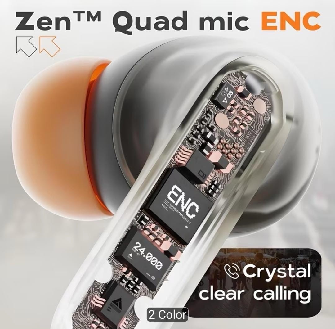 Wireless Earbuds 100 Hours Playtime – ENC Noise Cancelling – 13mm Bass -Touch C.