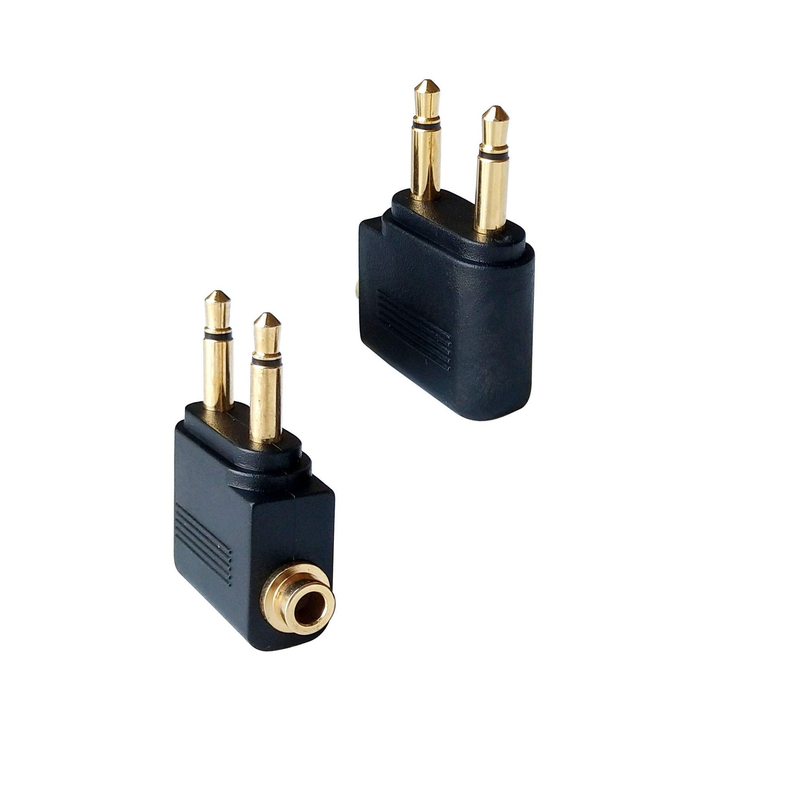 Posdou Dual 3.5mm Male to 3.5mm Female Airplane Headphone Adapter Gold Plated (2