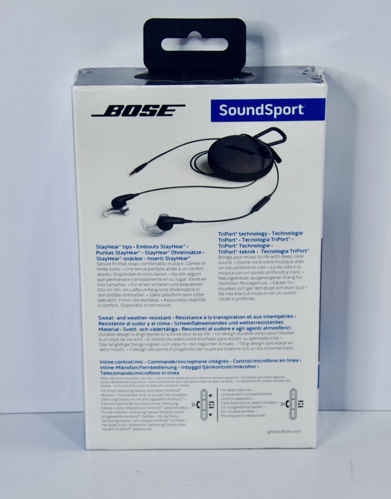 BOSE SoundSport in-ear headphones Wired W/ Mic Charcoal Black NEW