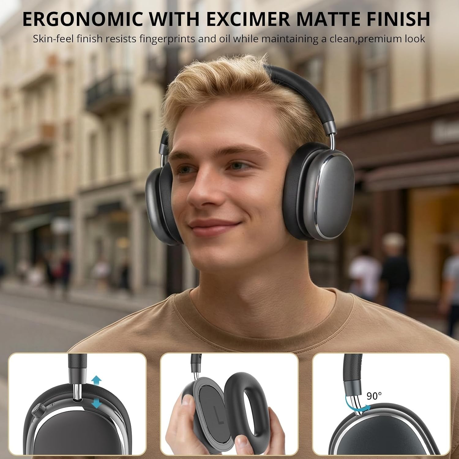 FOFUN NC95 Hybrid Active Noise Cancelling Headphones With Knob Control, 120H Pla