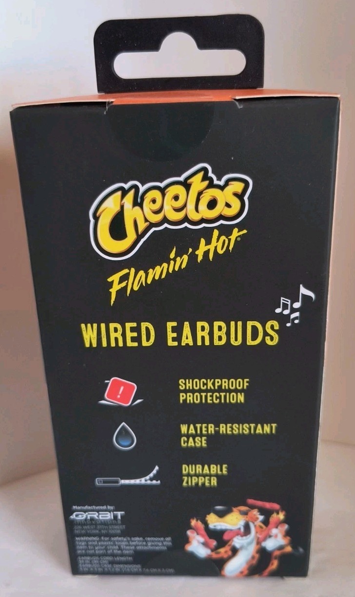 Cheetos Flamin’ Hot Wired Earbuds w/Protective Case Zippered NEW! Free Ship!