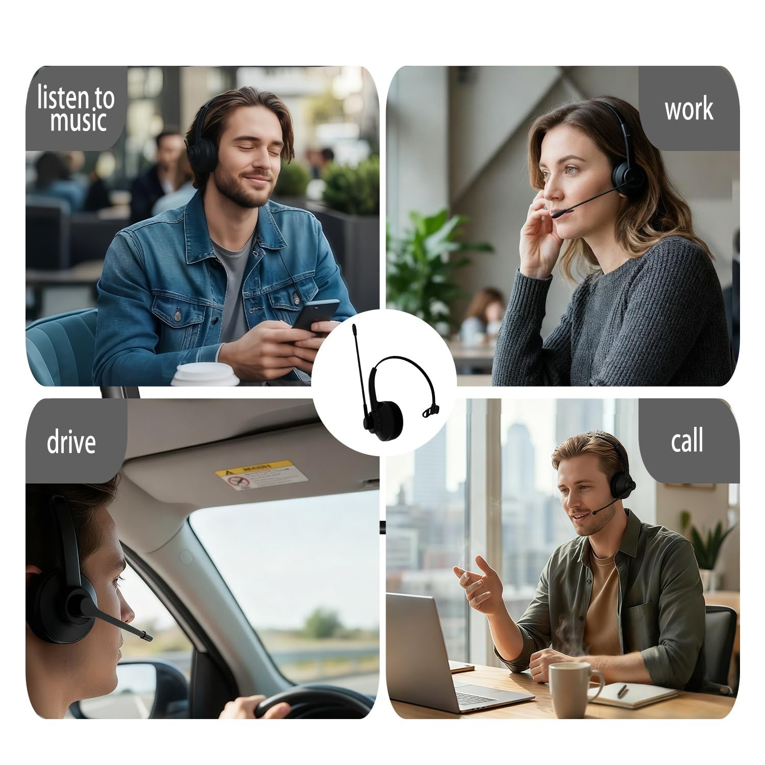 Trucker Bluetooth Headset with Mic,Single-Ear wireless Headset for work, Truc…