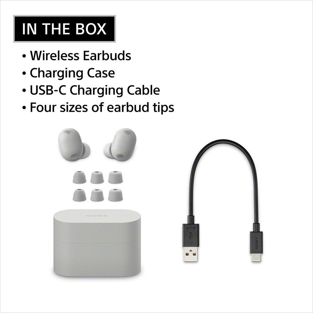 Sony The Best Truly Wireless Noise Cancelling Earbud Silver+1 Yr Warranty Bundle