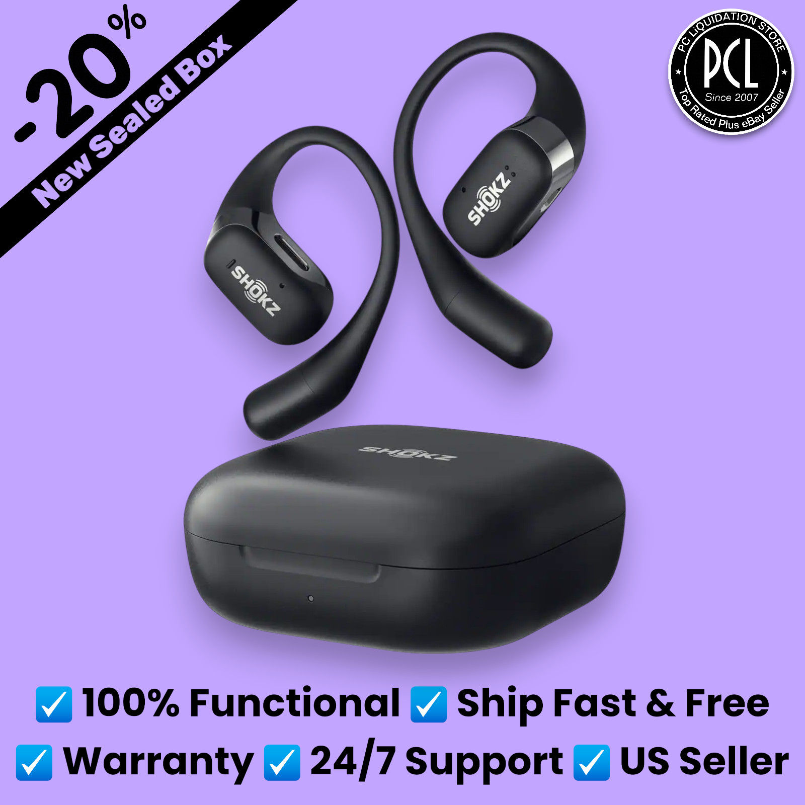 ✅ NEW SEALED: SHOKZ – OpenFit Open-Ear Wireless Earbuds T910・Black ✅