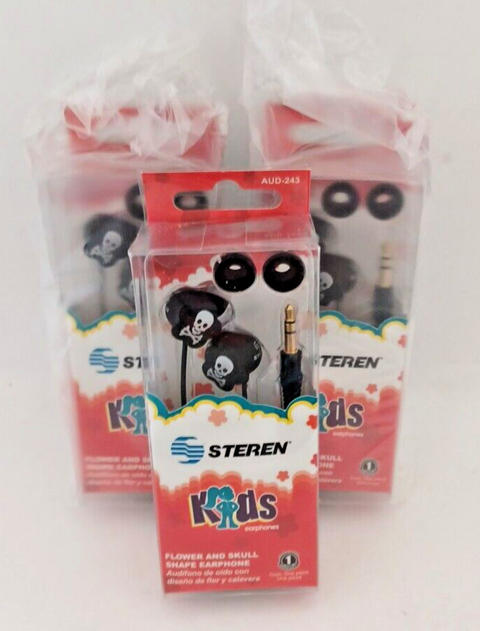 Kids Flower and Skull Shape Earphones 10mm cobalt magnet 20-20000Hz (3 PACK)