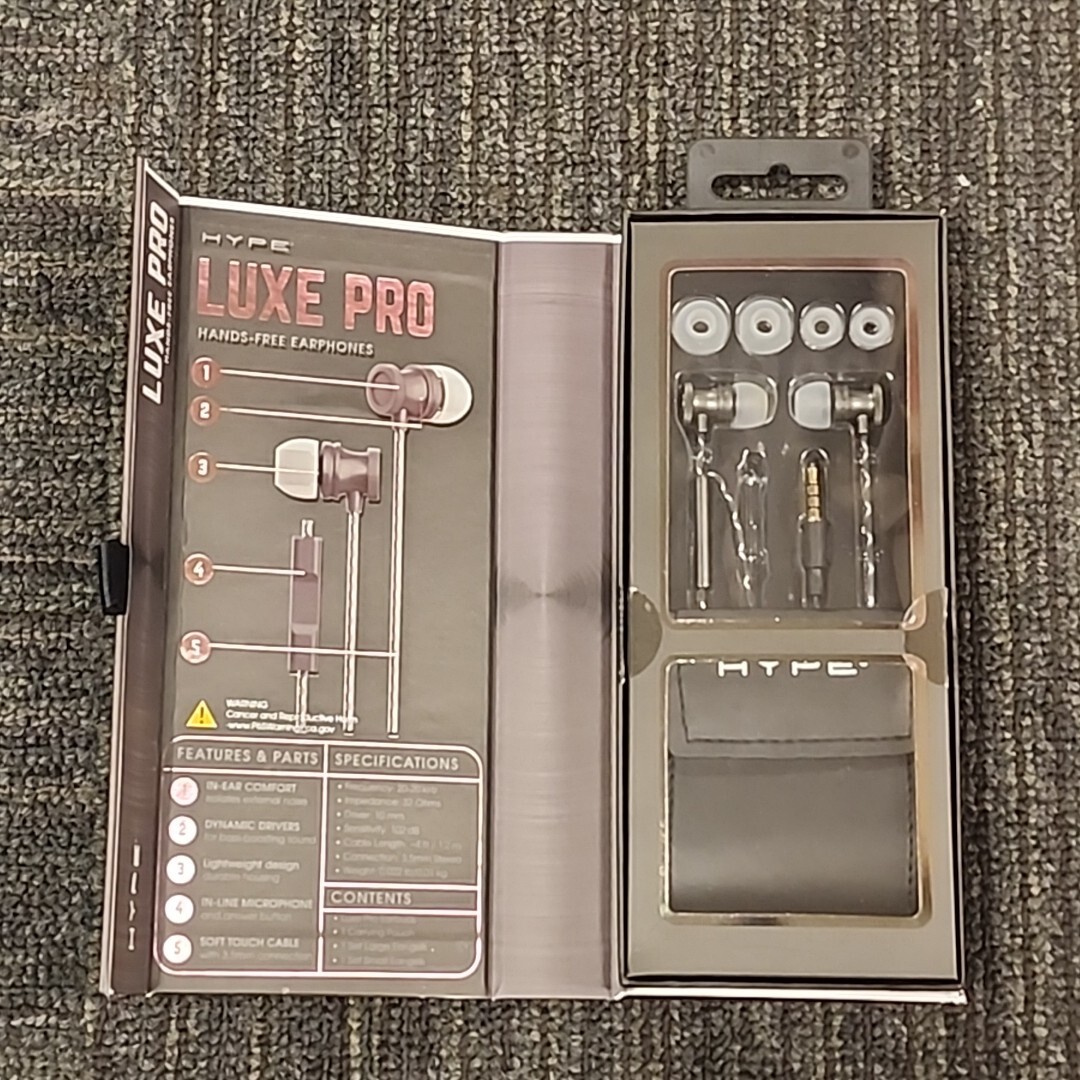 Hype LUXE PRO Hands Free Earphones Bass Boosting Built-in MIC & Carrying Case